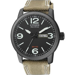 CITIZEN Zegarek Eco-Drive Military BM8476-23EC Czarno-beżowy