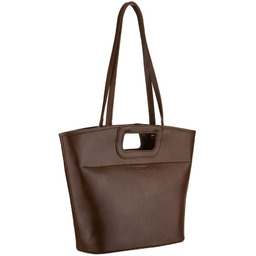 Brązowa shopperka damska wykonana ze skóry ekologicznej, jednokomorowa