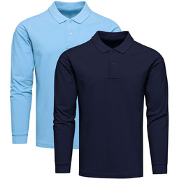 2-pak polo longsleeve premium niebieska i granatowa Recea