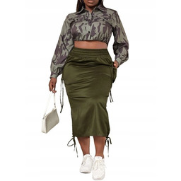SHEIN PLUS SIZE OŁÓWKOWA SPÓDNICA KHAKI 48 VTQ