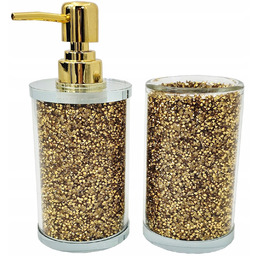 Zestaw Łazienkowy Dozownik Na Mydło Kubek Gold BJ2