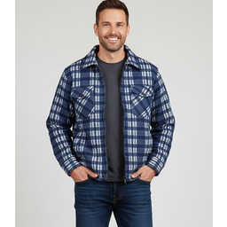 Ciepła polarowa koszula męska w kratę ocieplana futerkiem-3XL