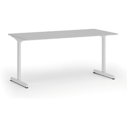 Biurko PRIMO BETA, 160x80 cm, biała podstawa, szary