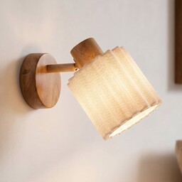 Lampa Ścienna Lindby, Shiloh, ściemnialny, drewniany, salon, tkanina