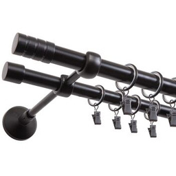 Karnisz podwójny Vito II 240 cm czarny mat