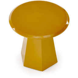 Stolik kawowy okrągły musztardowy połysk 50 cm Loca