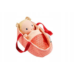 Lalka dzidziuś w koszyczku z ubrankiem i kocykiem