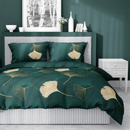 Pościel z satyny bawełnianej w liście miłorzębu SJB-587