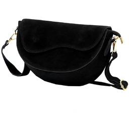 Półokrągła miejska zamszowa skórzana damska listonoszka przez ramię