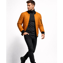 Kurtka męska z stójką musztardowa Recea