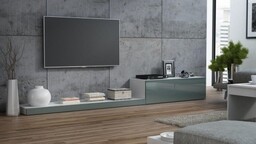 Cama Meble Szafka RTV LIFE 300/42/35 biały/ szary