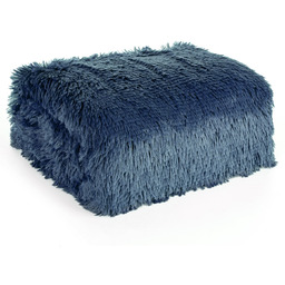 Koc 200 x 220 Dwustronny Futrzak Tifany1 Granat