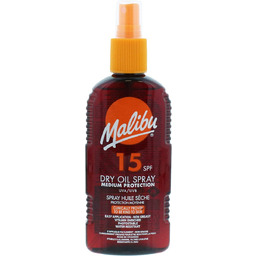 Malibu, Dry Oil Spray, SPF15, Olejek Brązujący