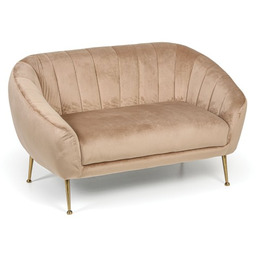 Sofa aksamit MARLENE, dwuosobowa, beżowa
