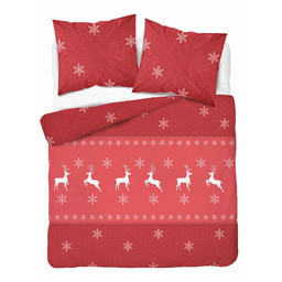 Detexpol Pościel flanelowa świąteczna 220x200 czerwona w renifery