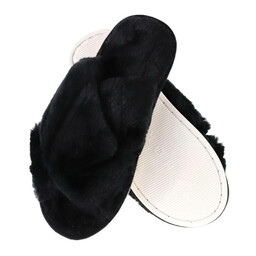 Moraj Czarne Damskie Kapcie Z Futerkiem Home Line