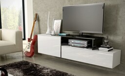 Cama Meble Szafka RTV SIGMA3 180 biały/biały połysk