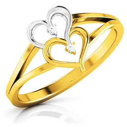 Pierścionek Złoty Dwa Serca Dla Zakochanych