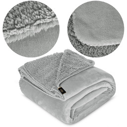 Koc 150 x 200 Mikrofibra Dwustronny Tedy Srebrny