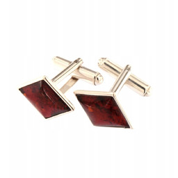 Spinki Do Mankietów Z Bursztynem Srebrne Męskie