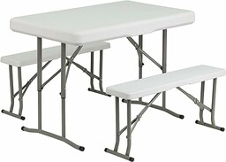 Flash Furniture Plastikowy składany stół i ławki