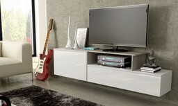 Cama Meble Szafka RTV SIGMA3 180 biały/biały połysk