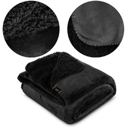 Koc 150 x 200 Mikrofibra Dwustronny Tedy Czarny