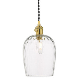 Dar Lighting Szklana lampa wisząca vintage mosiądz Hadano