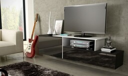 Cama Meble Szafka RTV SIGMA3 180 czarny/czarny połysk