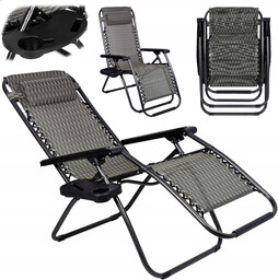 Krzesło Zero Gravity Składane Ogrodowe Fotel Leżanka Leżak