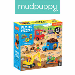 Mudpuppy Puzzle podłogowe Plac budowy z unikalnymi kształtami