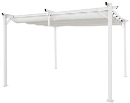 Biała pergola tarasowa La Palma 3x4m z zasłonami