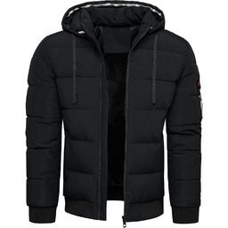 Kurtka męska ocieplana z kapturem czarna Recea