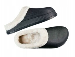 BUTY OGRODOWE klapki z futerkiem CZARNE *42-43