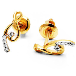 Złote Kolczyki z Brylantami Kształt Zawijany