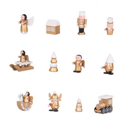 Home Styling Collection Zestaw drewnianych zabawek choinkowych, 12