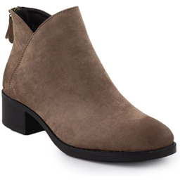 Botki damskie na klocku ocieplane beżowe Potocki 12472