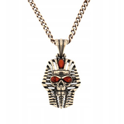 Srebrny Wisiorek 925 Z Bursztynem Zawieszka Męska Czaszka