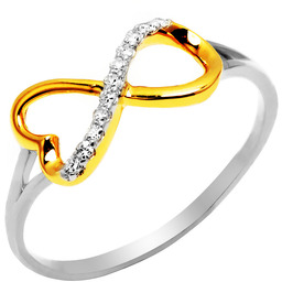 Pierścionek Białe Złoto Brylantami Nieskończoność