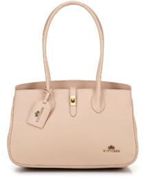 Skórzana torebka shopper z chwostem beżowa