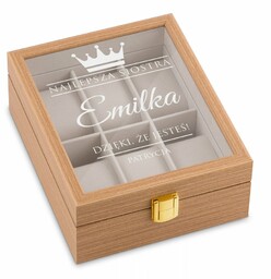 Szkatułka drewniana na 6 zegarków z grawerem
