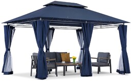 Granatowy pawilon ogrodowy Ibiza 3x4m z moskitierą Garden