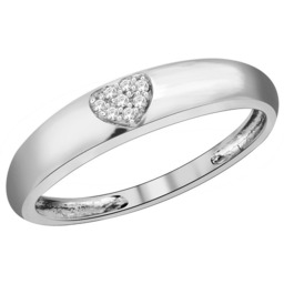 Obrączka z Białego Złota 375 z Brylantami Serce