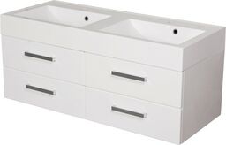 Szafka łazienkowa biała 120 cm z umywalką podwójną