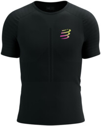 COMPRESSPORT Koszulka biegowa RACING SS T-SHIRT black/safe yellow