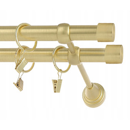 Karnisz Metalowy podwójny fi19 mm 300cm Mosiądz Szampański