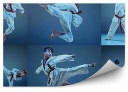 Kolaż trening karate chłopak Fototapeta samoprzylepna Kolaż trening