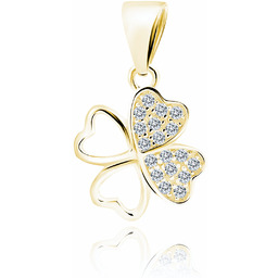 Delikatna pozłacana srebrna zawieszka koniczyna cyrkonia cyrkonie srebro