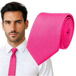 Krawat śledzik prążkowany - ciemnoróżowy