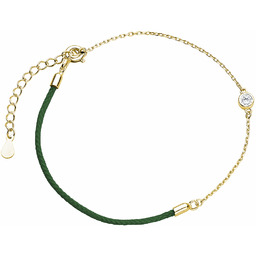 Bransoletka szczęścia celebrytka kółko circle ring bawełna cyrkonie